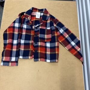 Nordstrom Kids Size 4 XS Plaid Button-Up Sleepwear Shirt